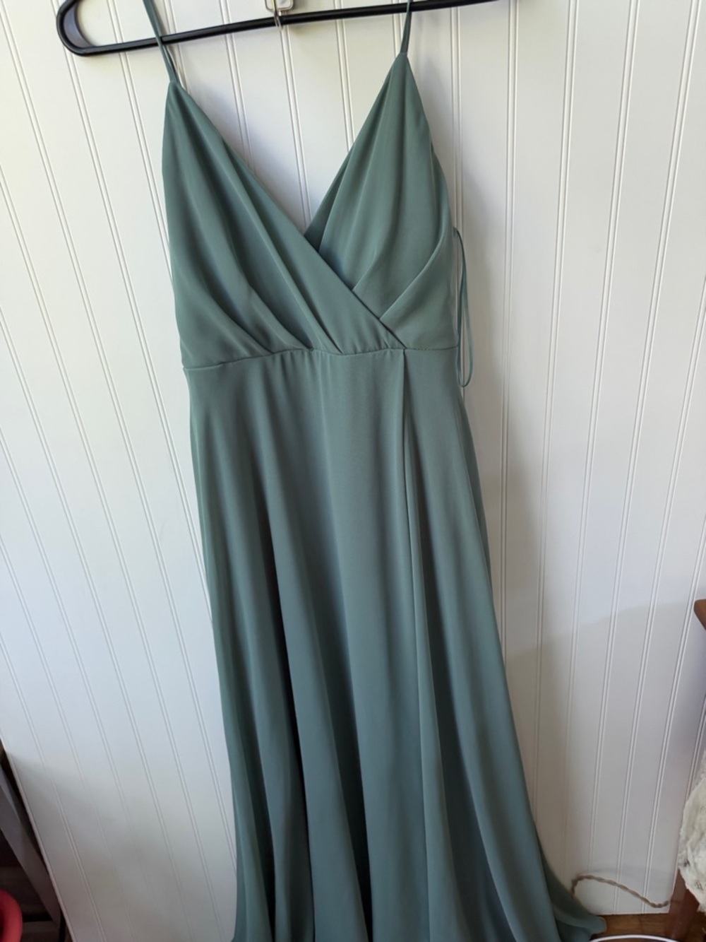 (182)Birdy Grey Dusty Sage Wrap Maxi Dress with Spaghetti Straps